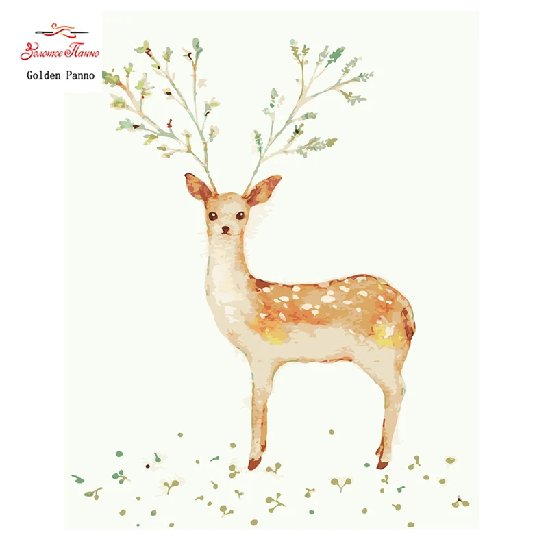 

Golden Panno,Needlework,DIY DMC Cross stitch,Sets For Embroidery kit 14ct unprinted Young deer Cross-Stitching,christmas 928