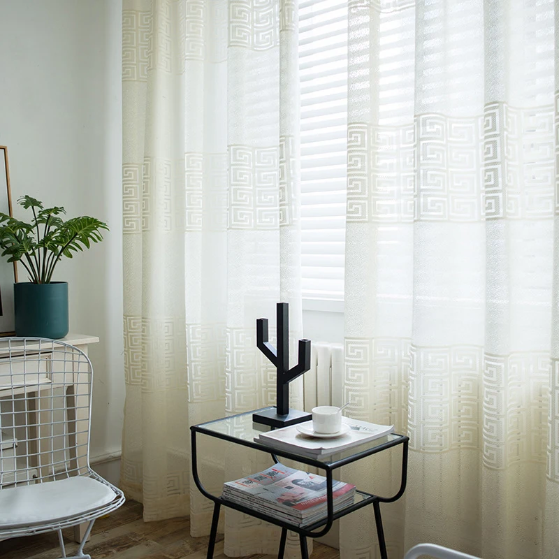YCENTRE Decorative Semi Jacquard Winding Style Lace Sheer Curtain Tulle Voile Panel Window Curtain for LivingRoom Bedroom Door 6