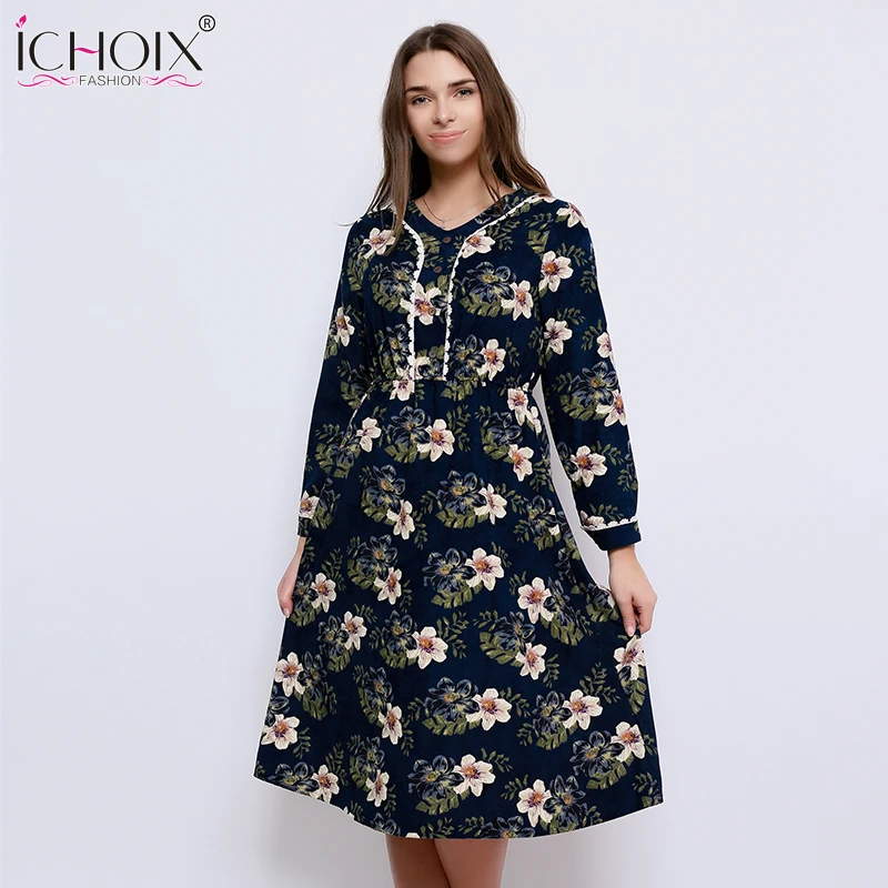 Women Flower Print Basic Open Stitch Coats Long Sleeve