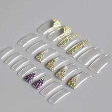 fashion beautiful candy color Nail finished fake long paragraph 20pcs Full Diamond Crystal diamond Transparent M68