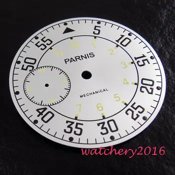 

New 38.9mm Parnis white dial black numbers fit 6497 hand winding movement Men's Watch dial