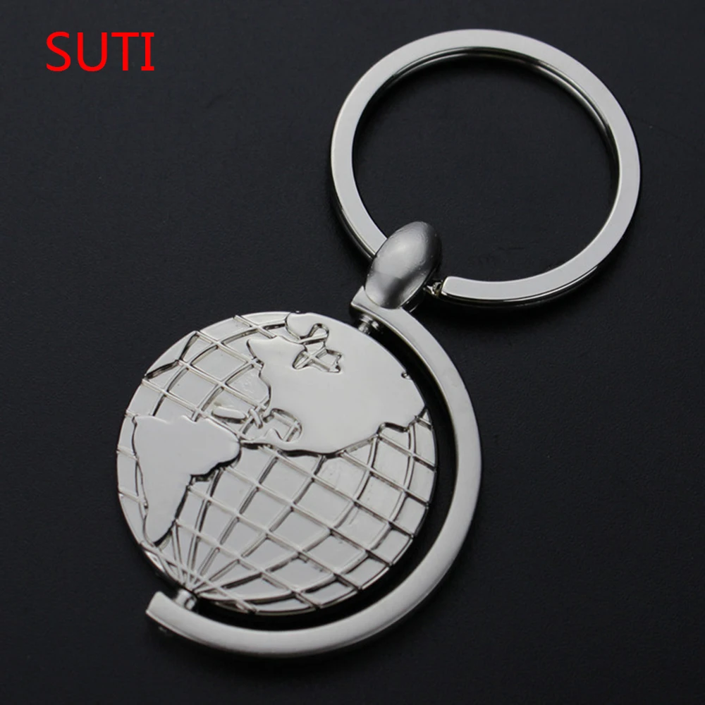 

SUTI 10pc Globe Earth Keyring Emboss Funny Classic 3D Pendant KeyChain Creative Gift