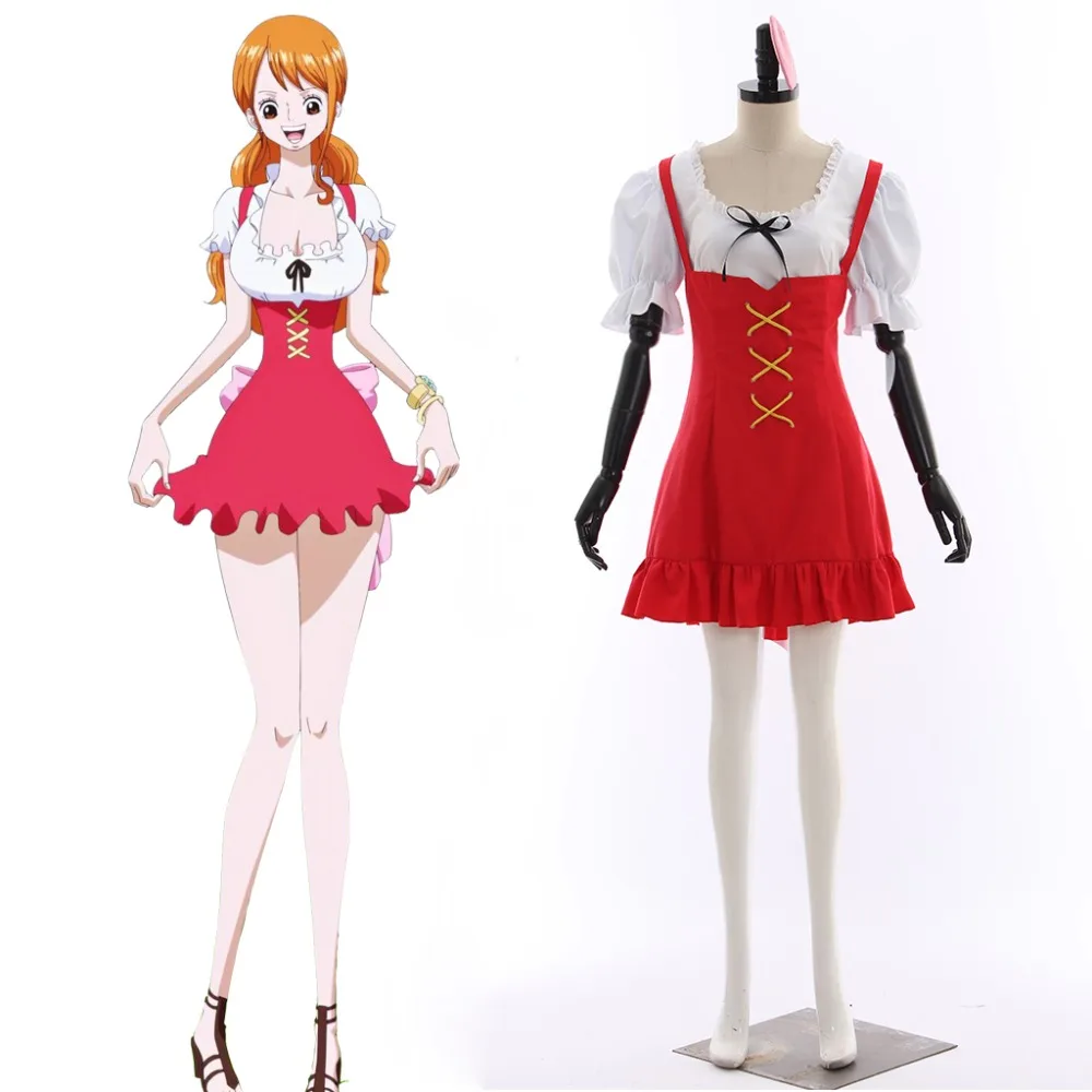 Cosplaydiyアニメワンピースナミコスプレドレス大人の女性の女の子赤いドレス白シャツ衣装l3 Anime Costumes Aliexpress
