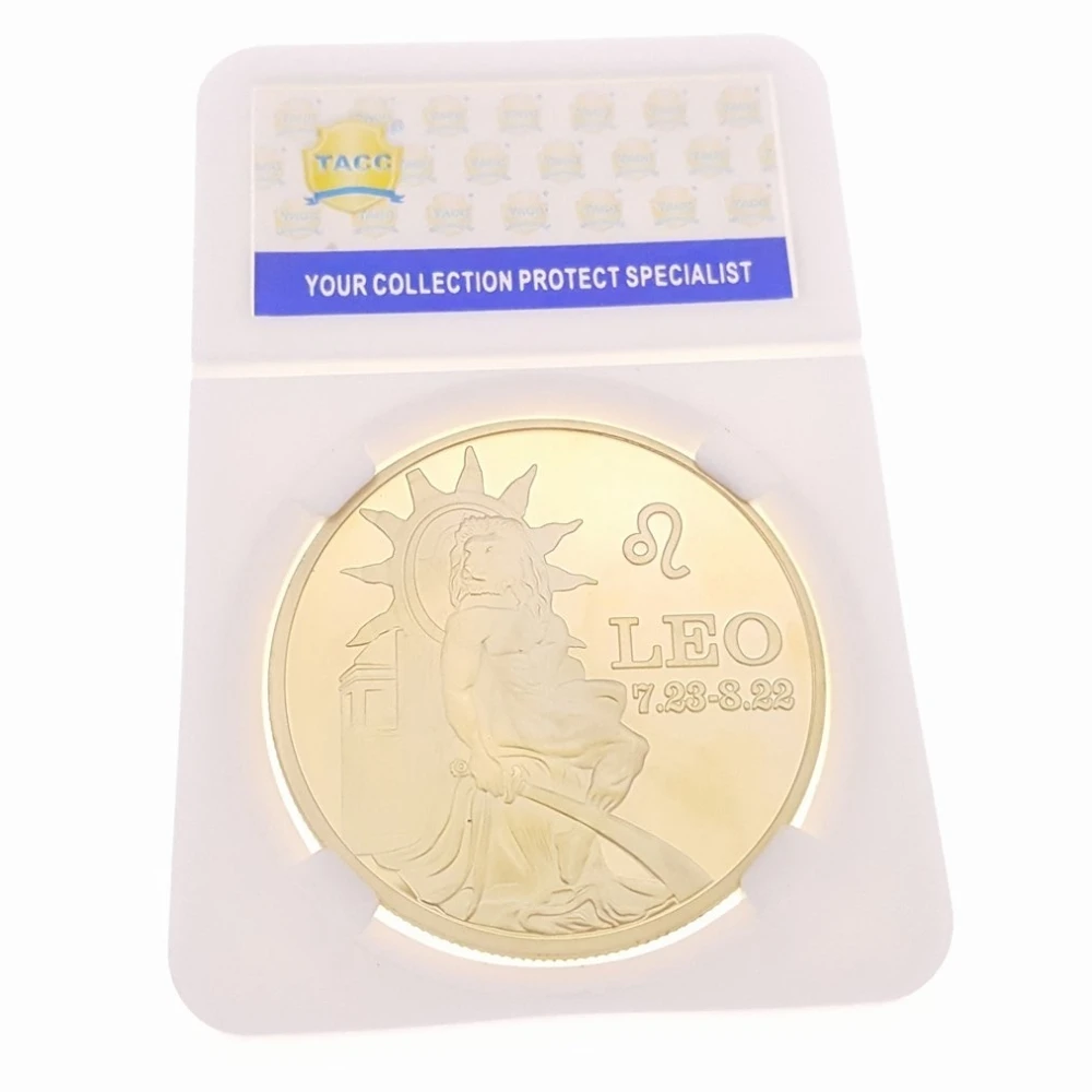 Commemorative Coin Collection Medal Souvenir Badge Coins Money Anniversary Leo Golden Dollar Twelve Constellation Cent | Дом и сад