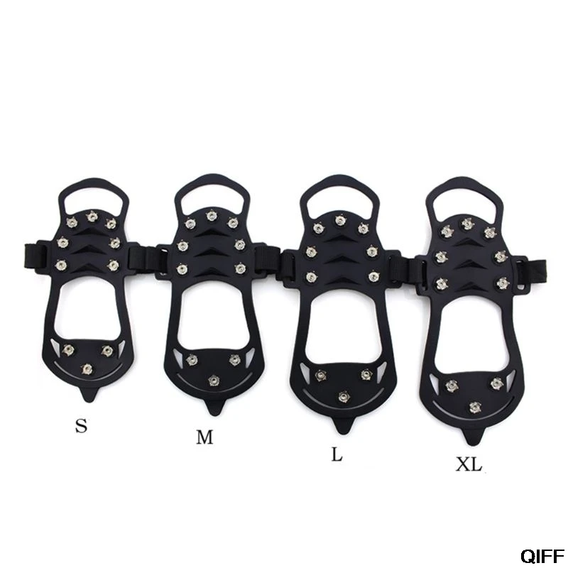 

Anti Slip Ice Snow Silicone Grips 10Pcs Steel Nail Winter Camping Hiking Walking Climbing Cleat Gripper Shoes Spike