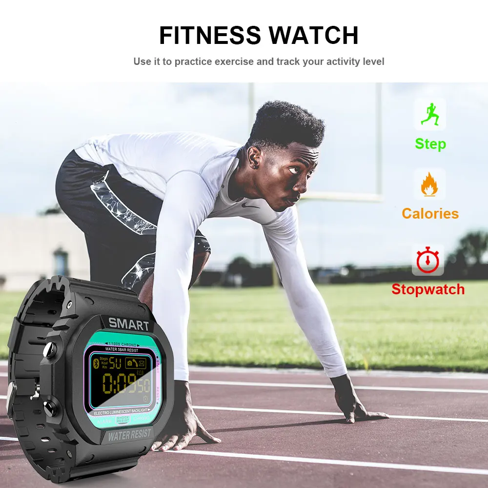 LOKMAT Bluetooth Смарт часы мужские спортивные с шагомером водонепроницаемые