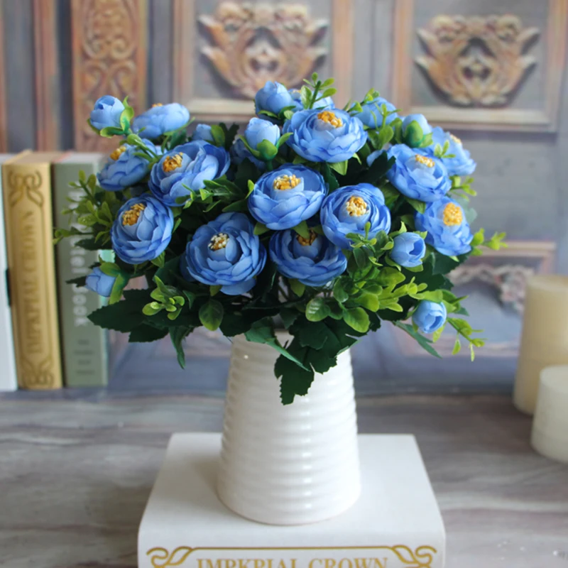 

Keythemelife Artificial Fake Peony Flower Vivid 6 Branches Autumn Home Room Bridal Hydrangea Decor Real Touch long life color CA