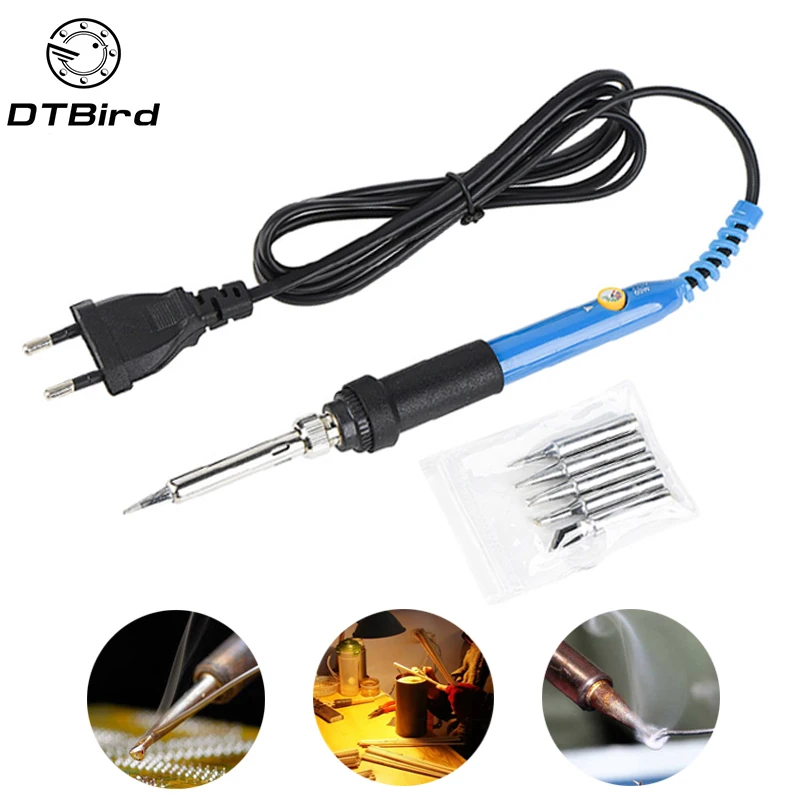

220V 110V 60W Adjustable Temperature Electric Soldering Iron Welding Solder Rework Station Heat Pencil 5pcs Tips Repair Tools