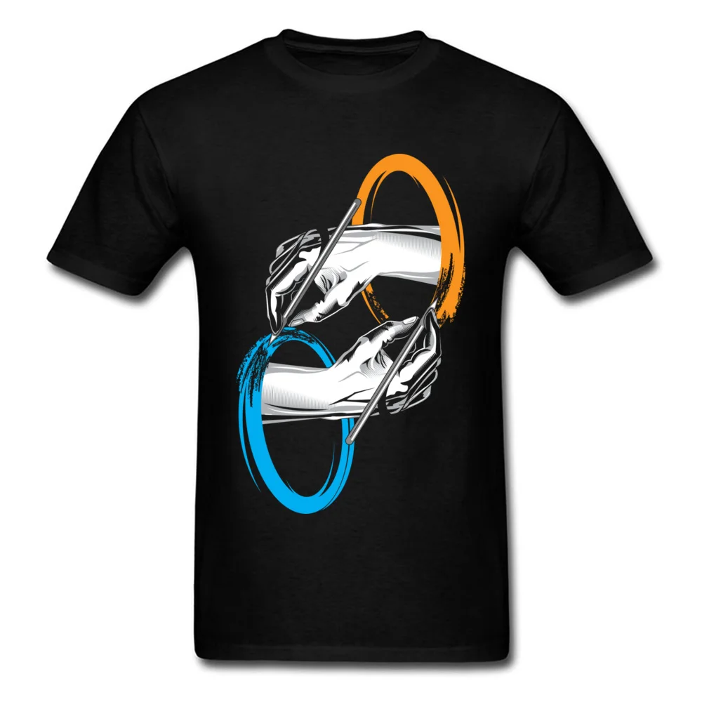 Normal T Shirt Discount O-Neck Drawing Portals All Cotton Men Tops T Shirt Hip hop Short Sleeve Tee-Shirt Top Quality Drawing Portals black