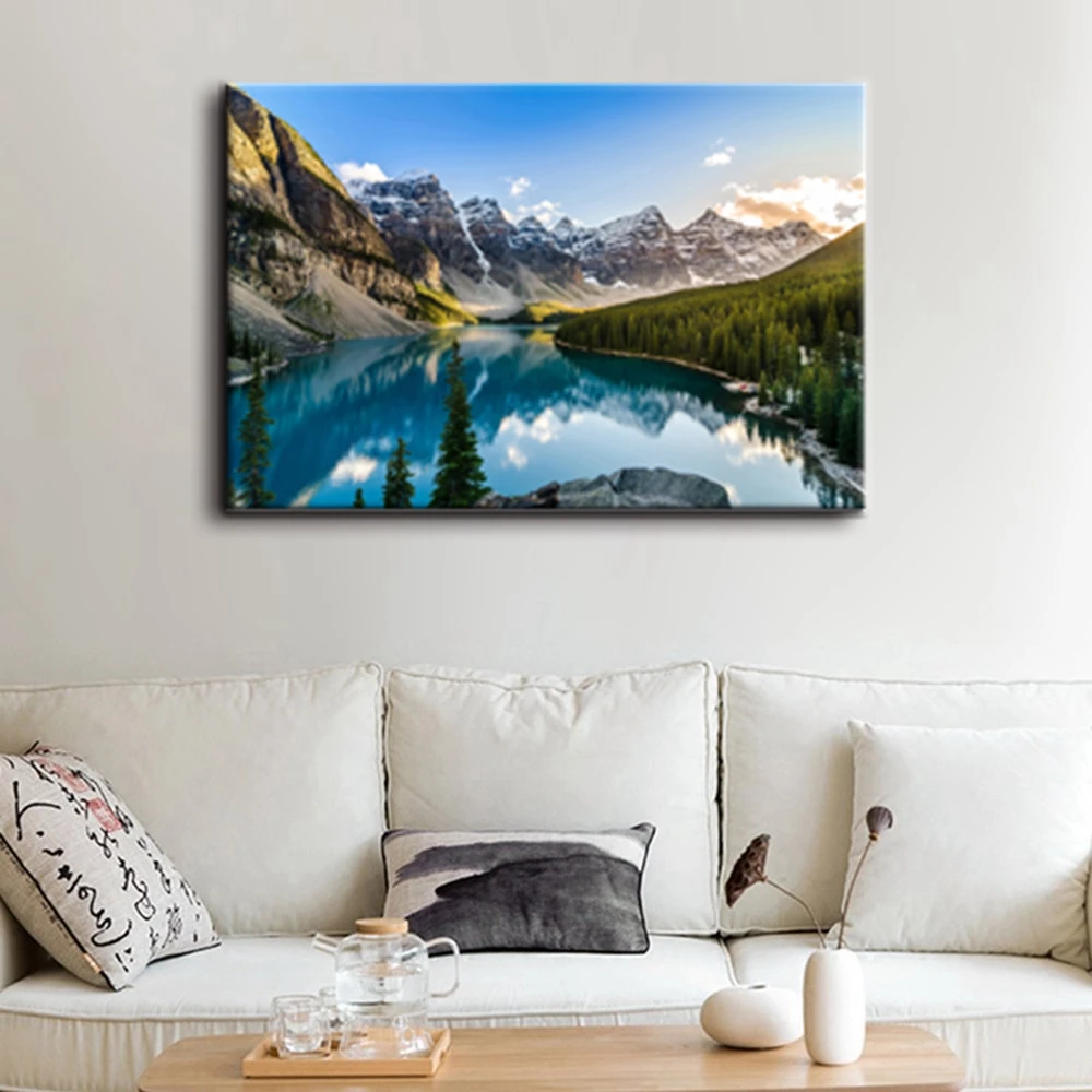 Modern Canvas Painting Wall Art For Home Decoration Mountain Sea Lake