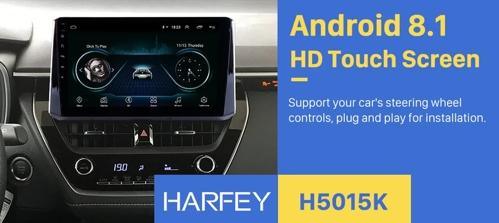 Harfey 10," Android 8,1 автомобильный мультимедийный плеер для Toyota Corolla головное устройство радио gps навигация поддержка 3g Wifi SWC