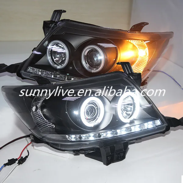 

For TOYOTA HILUX VIGO LED Head Light CCFL Angel Eyes 2011 to 2014 year Black housing SN