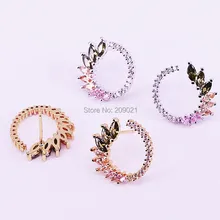 10 пар Многоцветный CZ Круглые гвоздики серьги для женщин модные ювелирные изделия, Круглый, кубический цирконий серьги вечерние ювелирные изделия