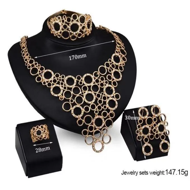 

F&Y Dubai Gold Colorful Jewelry Set Wholesale Nigerian Wedding Fashion African Women Geometric elements Jewellery Set