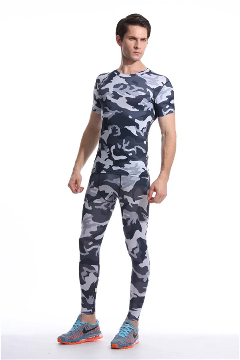 Gray Black short sleeves long pants sport men suits (4)