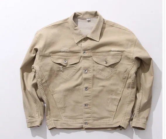 jaqueta jeans bege masculina