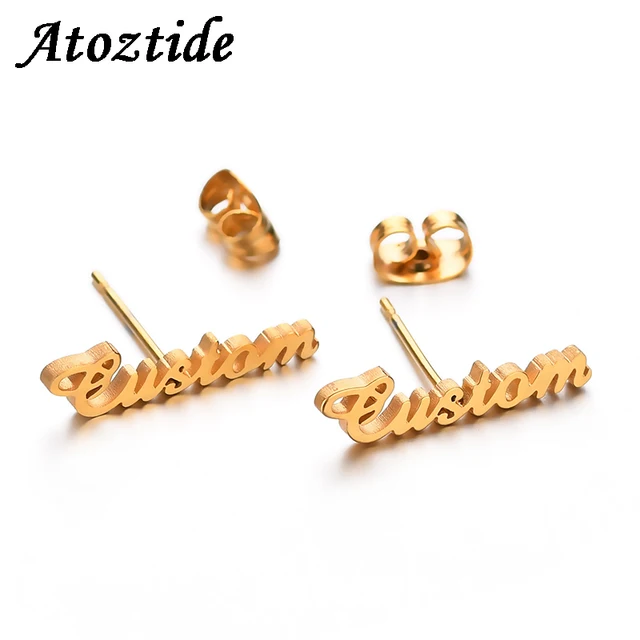 Atoztide Customized Fashion Stainless Steel Name Necklace Personalized Letter Gold Choker Necklace Pendant Nameplate Gift 4