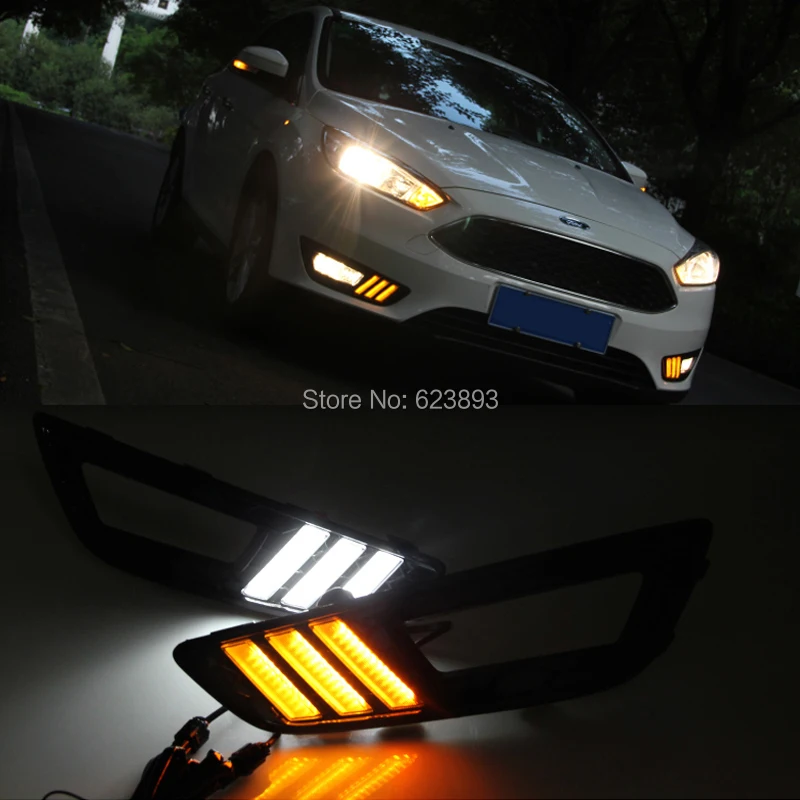 Car Styling For Ford Focus 2017 Oem Fit Amber White Car Styling For Ford Focus 2017 Oem Fit Amber White Switchback Led Daytime Running Lights W Turn Signal Feature