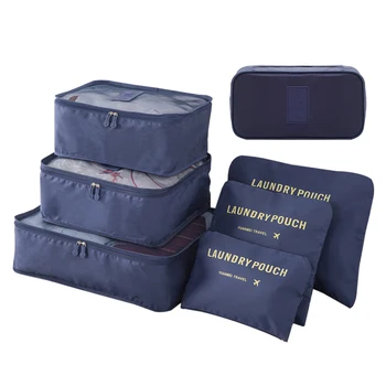 

7 Pcs Waterproof Travel Bags Folding Clothes Underwear Shoe Cosmetics Tidy Packing Cube Organizer Luggage Suitcase Accessories