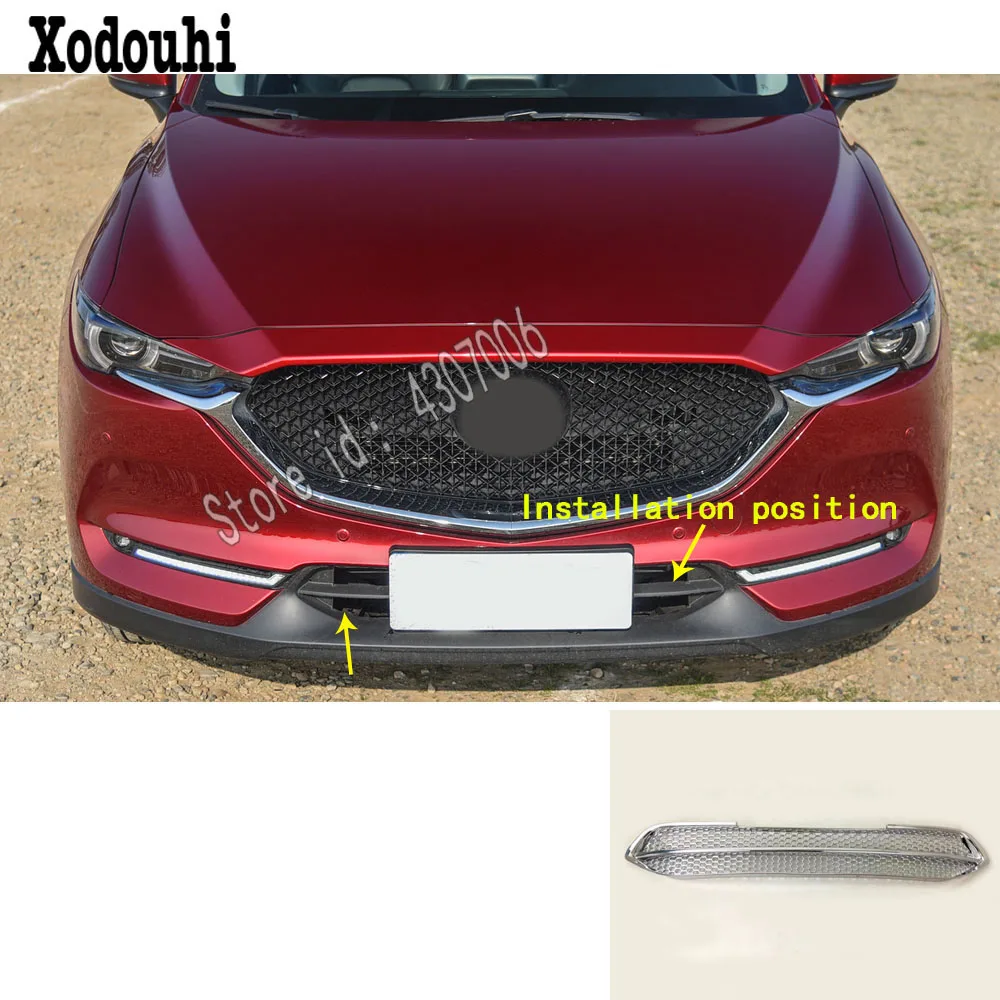 For Mazda CX-5 CX5 2nd Gen 2017 2018 2019 2020 Car Auto Protection Detector ABS Chrome Trim Front Up Grid Grill Grille Panel | Автомобили