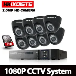 HKISDISTE 8CH CCTV Системы 1080P HDMI AHD 8CH DVR 8 шт. 2.0MP ИК Крытый Открытый безопасности Камера 3000TVL Камера наблюдения Системы