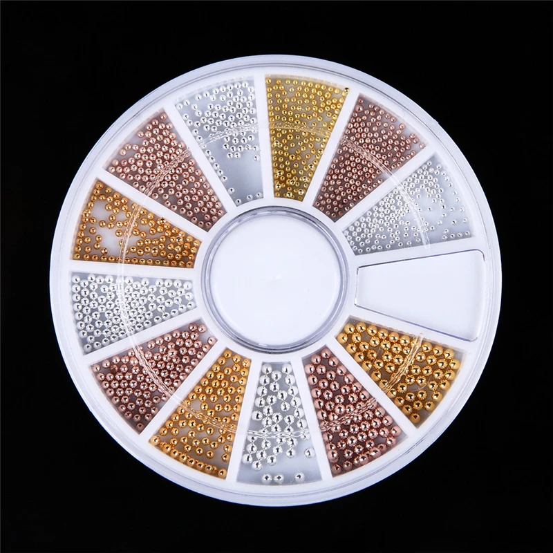 

OutTop new arrival 3D Nail Art Deco Gold/Silver/Rose Gold Metal Materials Beads Wheel best seller nail decoration X0425 3.5 020