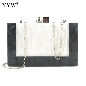 

Woman New Acrylic Wallet Brand Fashion Small Wedding Handbag Luxury Marble White Solid Evening Bag Woman Party Casual Clutch YYW