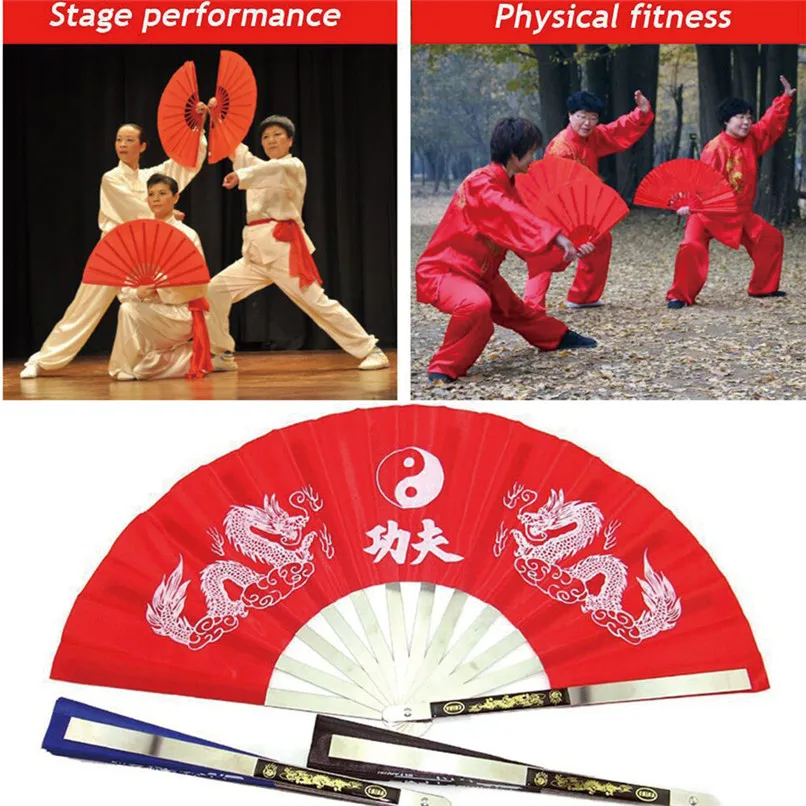 Tai Chi Kung Fu Fan Duty стальной Дракон Тай Чи, боевые искусства кунг-фу Fan Dance Pratice складной Wushu#2f20