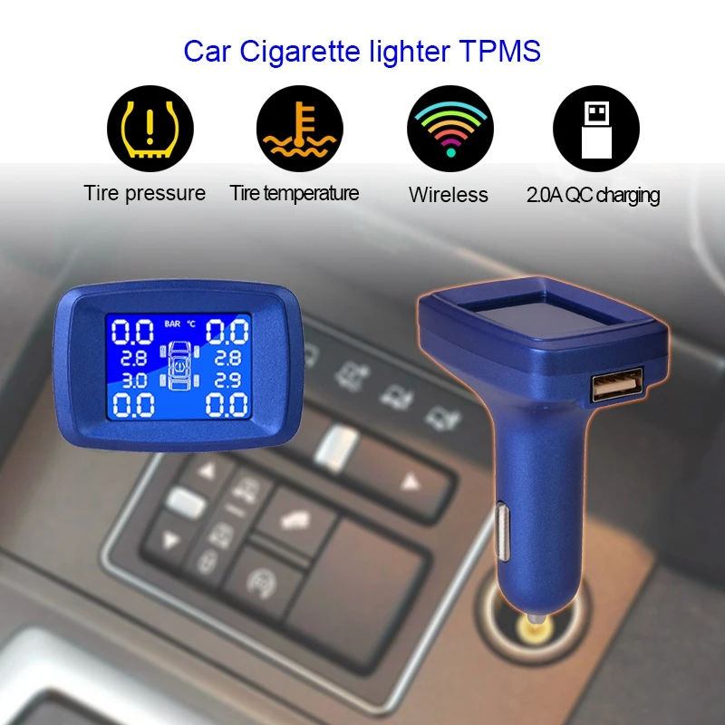 Автомобильный прикуриватель Tpms светодиодный дисплей внешняя система контроля давления в шинах/Беспроводная передача Tpms, Ty14A