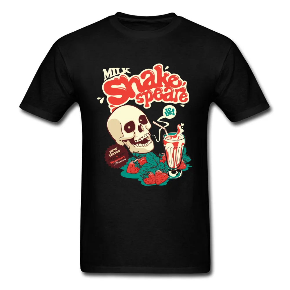 Student Classic Casual T Shirt O Neck Father Day Cotton Fabric T Shirt Normal Short Sleeve Milk Shakespeare Top T-shirts Milk Shakespeare black