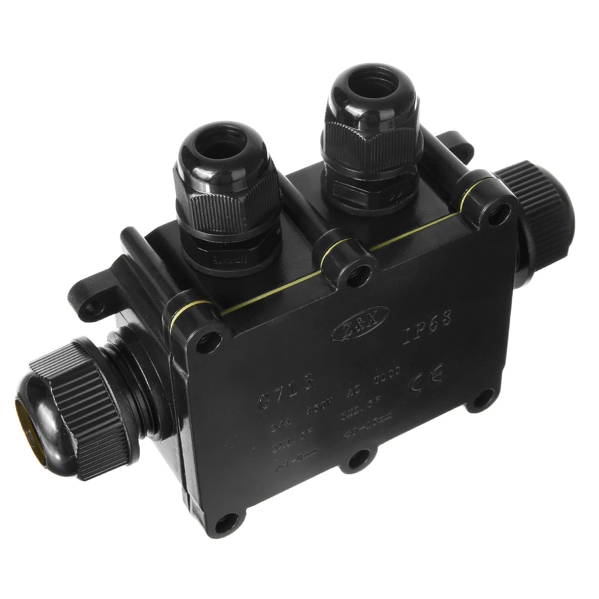 New 450V 24A 4 Way Plastic Waterproof Electrical Junction Box Cable Wire Connector Dust-proof IP68 Junction Box Case Black