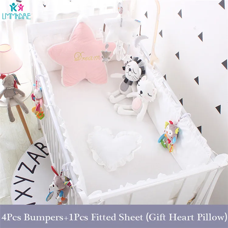 5pcs Cotton Baby Crib Bumper Pads For Cribs Padded Crib Liner Set