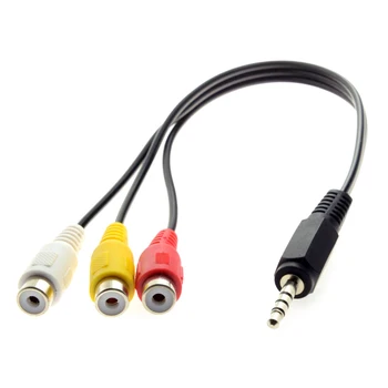 

10pcs/lot CY 3.5mm 1/8" Male Stereo Car AUX to 3 RCA AV Female Cord Audio Video Composite Cable 20cm