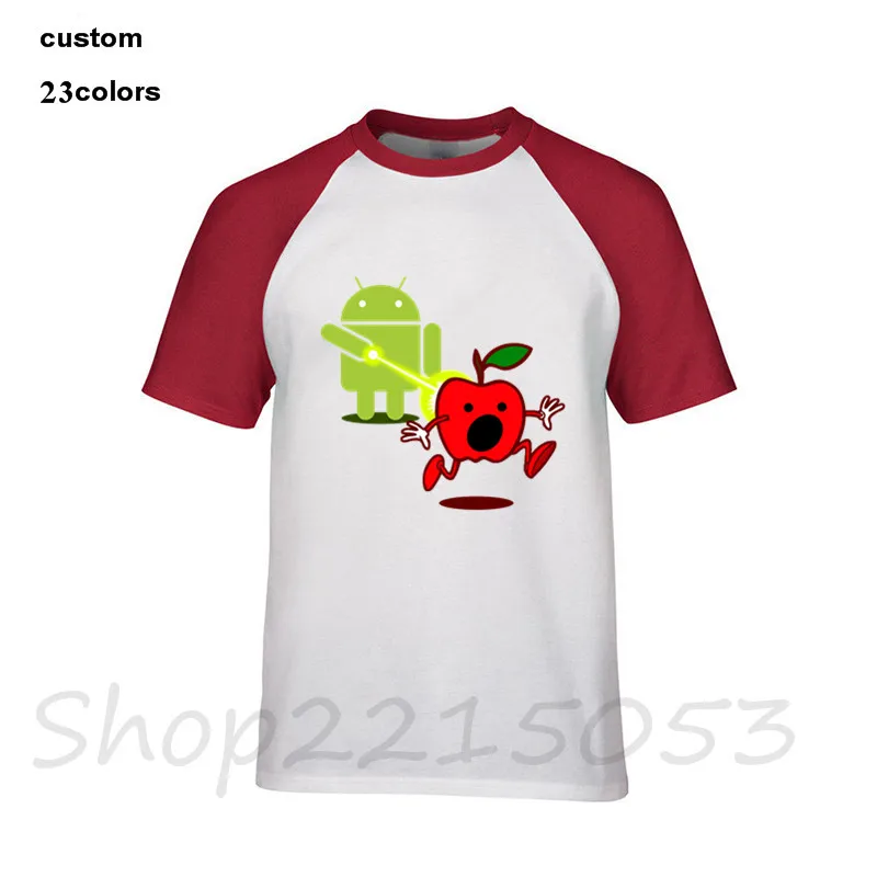 2018 забавная Мужская футболка с Android Attack apple уличная мода летние топы мужские
