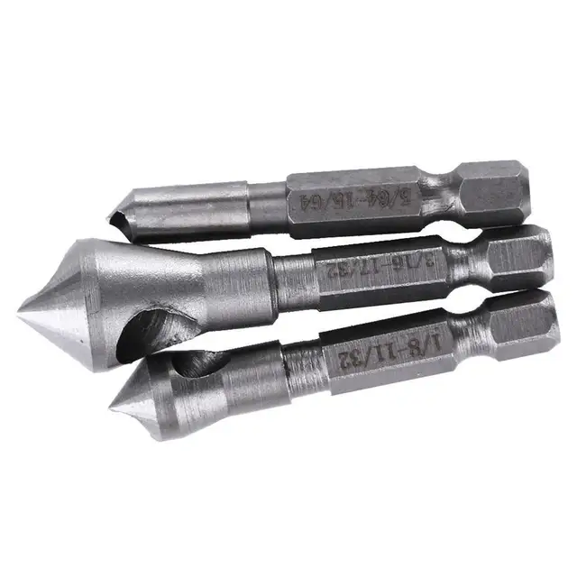 3Pcs//Set Wood Metal Drill Bit HSS Titanium Coated Countersink /& Deburring Tools