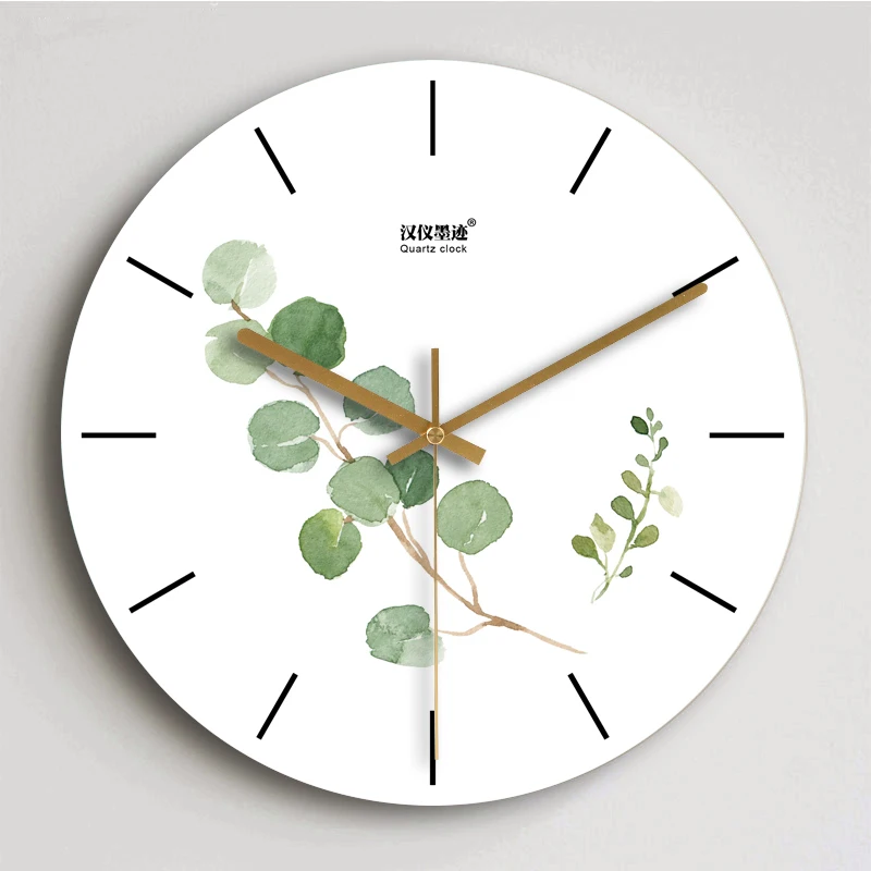 Настенные часы с зеленым листом, креативные безрамные бесшумные часы, скандинавские свежие персональные настенные часы для гостиной, кухни, декоративные настенные часы - Цвет: leaves