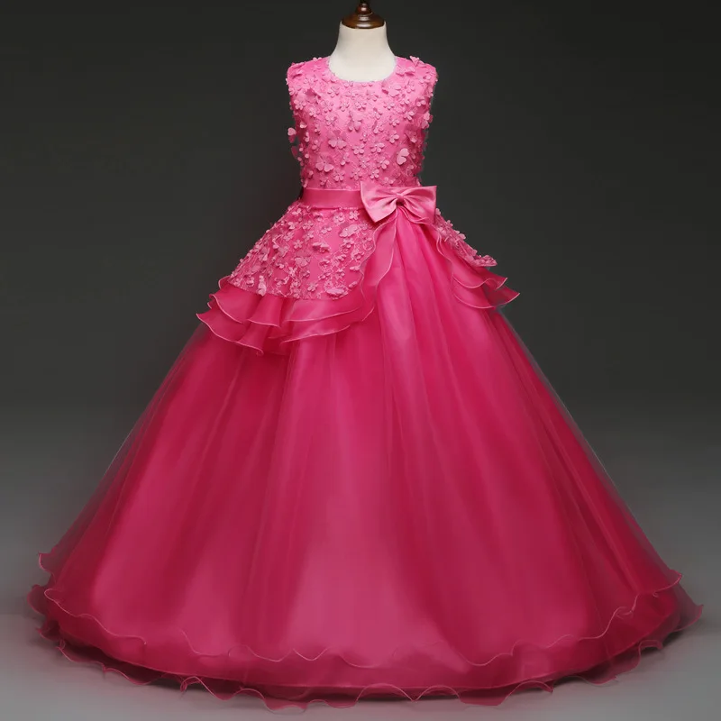 

2019 summer flower princess girl tulle dress kids teenagers clothes moana Ladybug party dresses clothing children prom gown 14Y