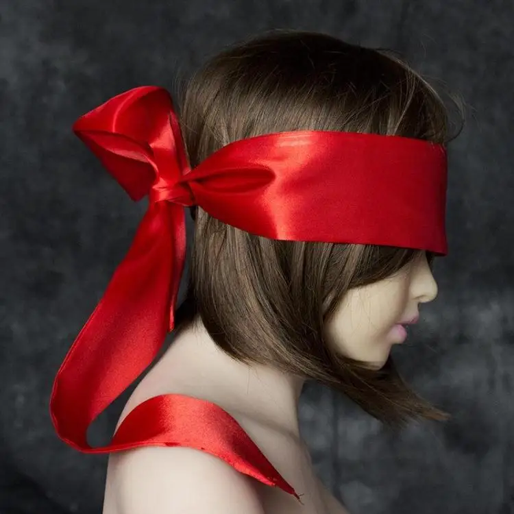 Сексуальная Мягкая Шелковая атласная маска для глаз, повязка на глаза, наручники, лента, двусторонний бандаж, свадебные украшения, вечерние украшения - Цвет: red