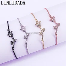 10 шт Мода многоцветный микро Pave CZ цветок Шарм браслет ювелирные изделия для женщин регулируемые цепи браслеты