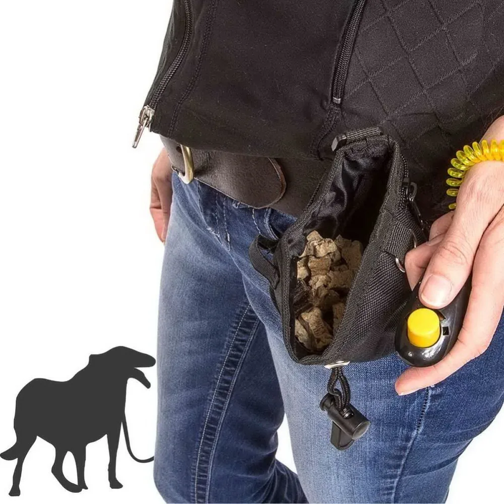 Dog Daze Pets Clix Treat Bait Small Bag with Training Clicker Dogs Reward Snacks Pouch Interactive Waistbag for Dogs Owner