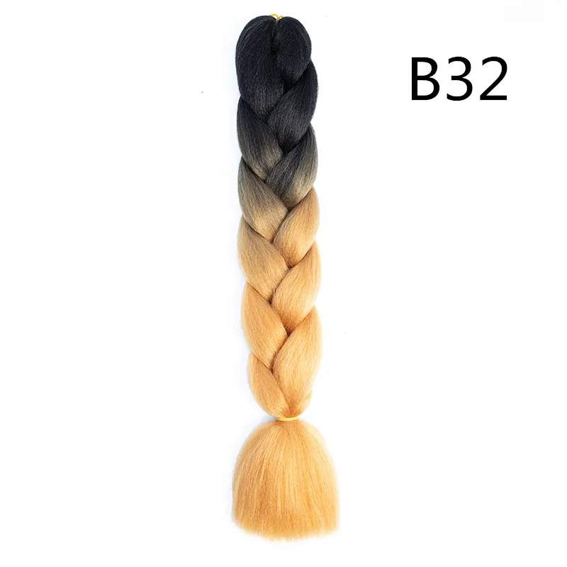 Золотой Красота Jumbo косы прически Ombre Синтетические плетение волос 80 цветов вязаный крючком блондинка розовый синий волос 2" 100 г - Цвет: T1/27