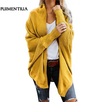 

Puimentiua Autumn Winter Batwing Sleeve Knitwear Cardigan Women Large Size Knitted Sweater Cardigan Female Elegant Jumper Coat