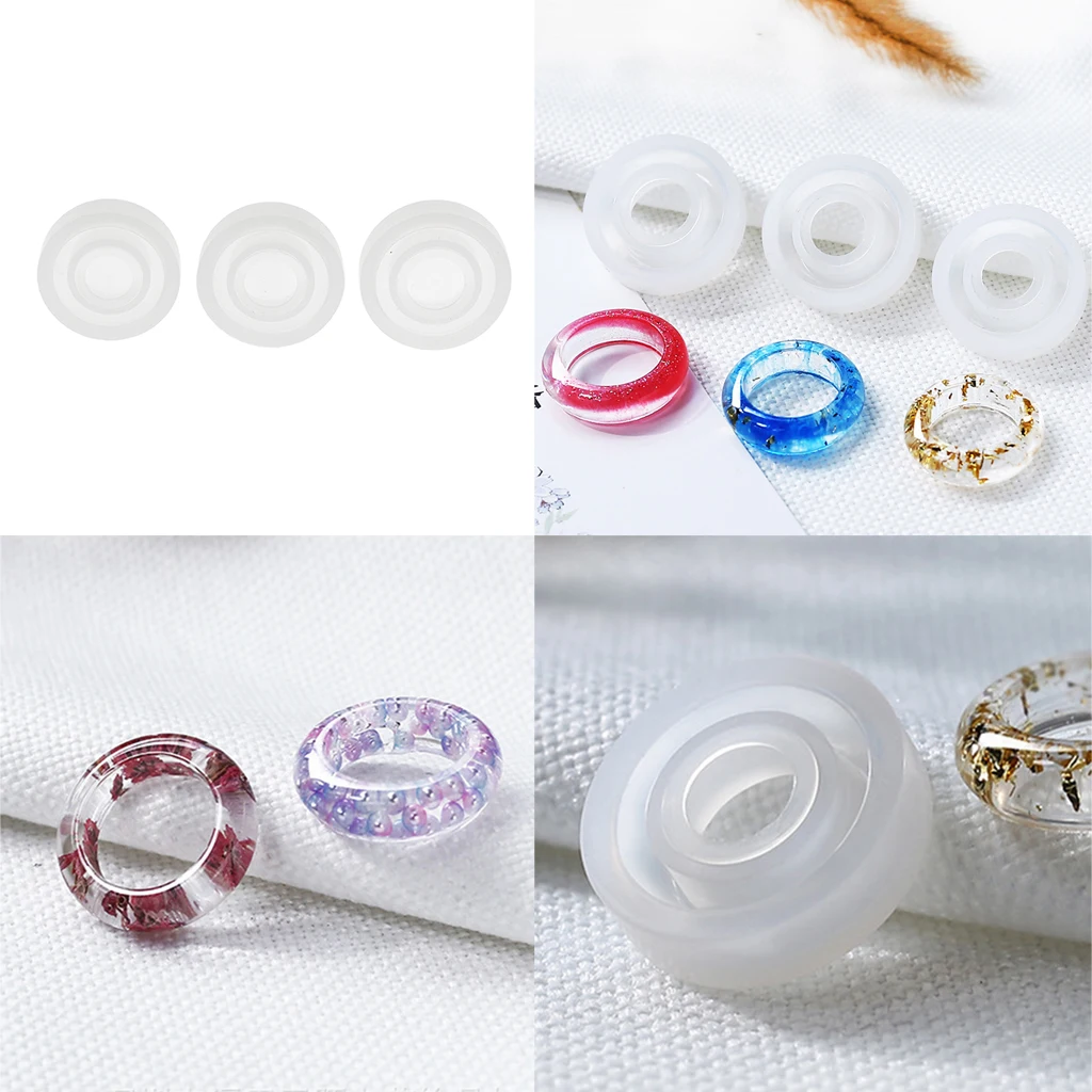 3Pcs/Set Assorted Sizes Silicone Ring Mold Jewelry Rings Resin Casting Mould for Crafts Making Supplies (16mm, 17mm, 18mm)