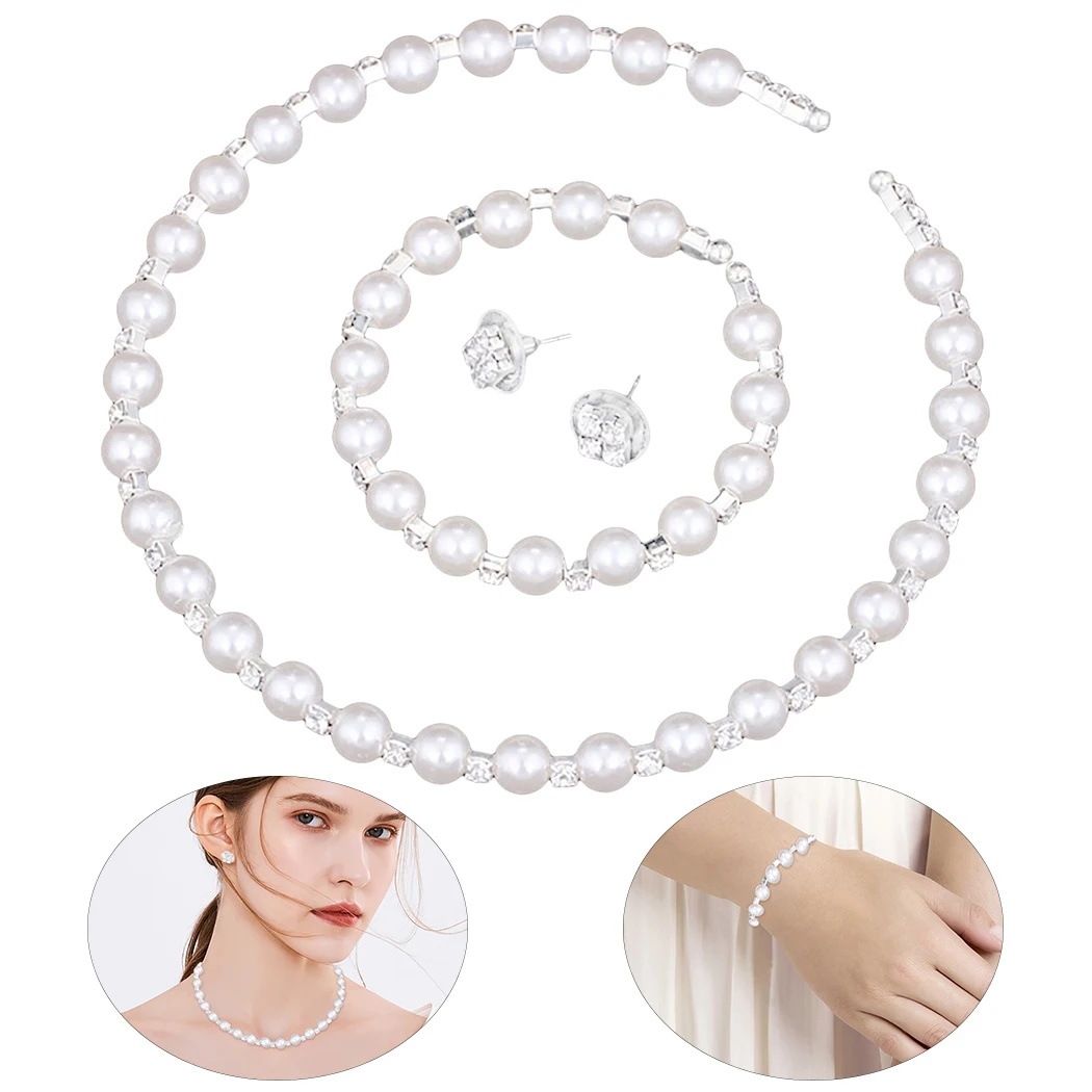

2019 New Fashion Pearl Jewelry Sets Necklace Bracelet Earrings Pearl Sets For Women Party Jewelry Wedding Jewlery Christmas Gift
