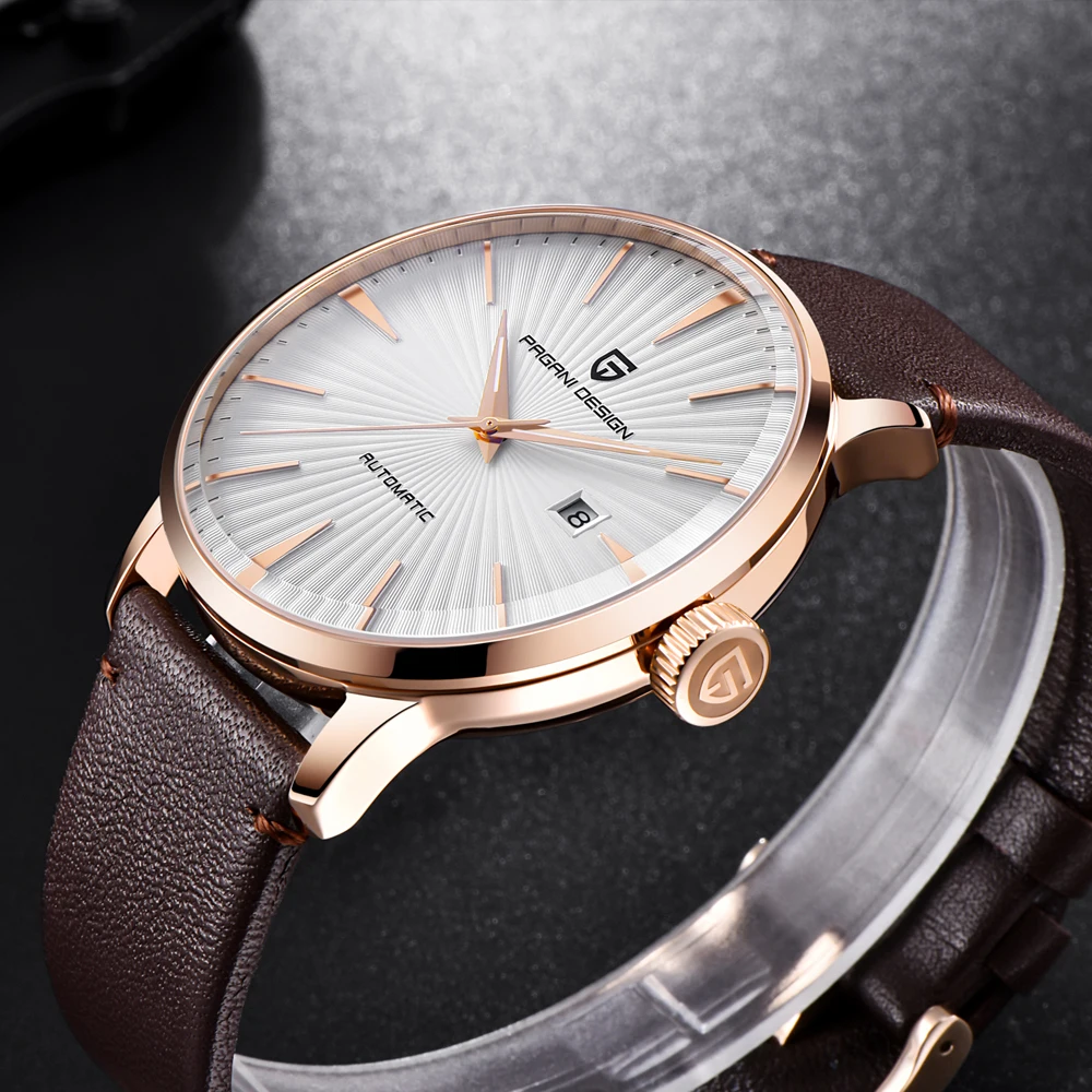 باجاني تصميم أعلى الفاخرة العلامة التجارية الرجال التلقائي ساعات آلية للماء الأزياء بسيطة الأعمال ووتش Relogio Masculino