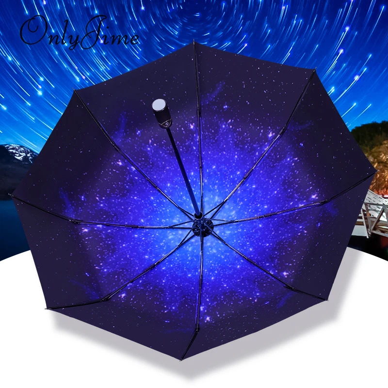 Only Jime Flowers Automatic Umbrella Fashion Three Folding Black Coating Rain and Sun Dual-use Anti-UV Female Umbrellas | Дом и сад