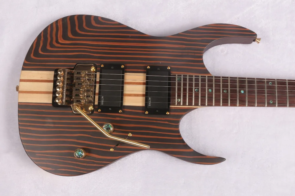 

6 Strings Natural color The zebra wood body one-piece set neck golden hardware grover active pickups free shipping