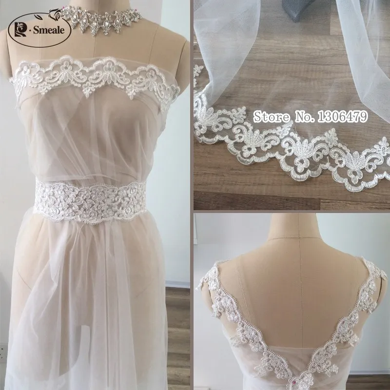 

5yards/lot New Beige White Car Bone Embroidery Lace Wedding Dress Decoration DIY Clothing Accessories RS1232