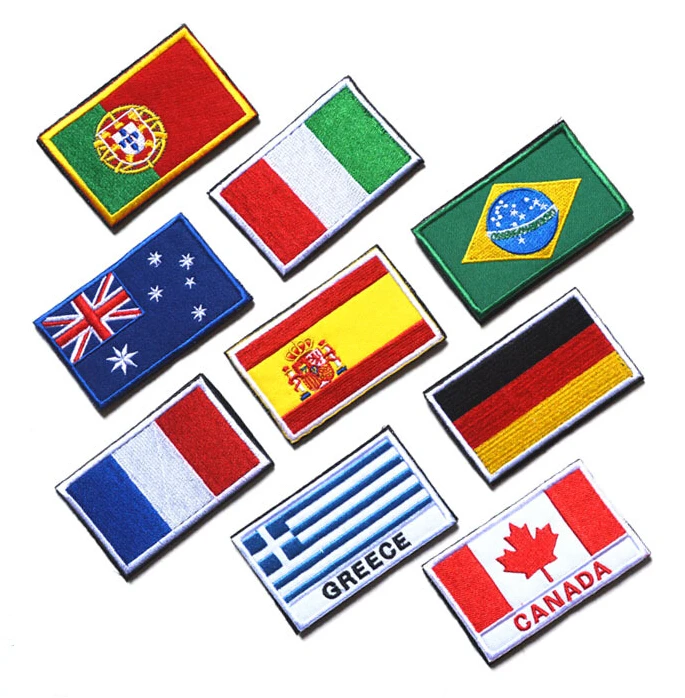

5pcs Embroidery FRANCE GREECE BRAZIL SPANISH GERMANY AUSTRALIA Flag Badge 3D Tactical Hook Badge Fabric Badge Combat Armband