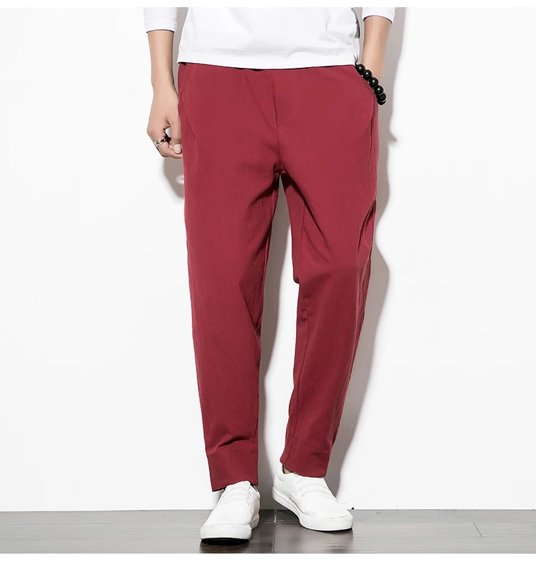 Fuodrao Harajuku Повседневное брюки Для мужчин хлопок сплошной Цвета Pantalones Hombre летние спортивные штаны Для мужчин плюс Размеры 5XL F017